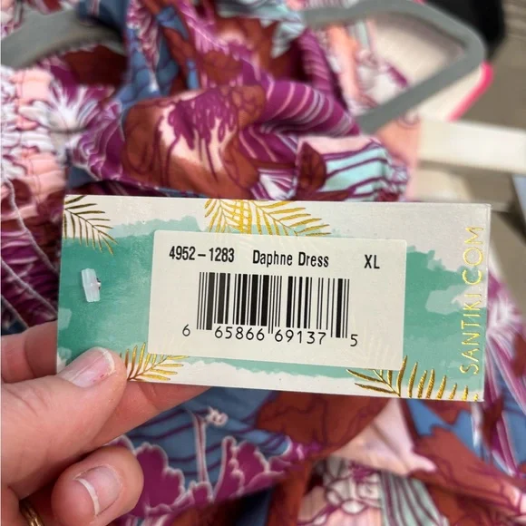 Santiki Daphne Floral V-Neck Midi Dress Size DL NWT Sleeveless - Picture 7 of 7